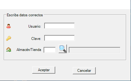 Icono de acceso directo DATASOFTV3 en el escritorio junto al formulario de inicio de sesión con campos Usuario, Clave y Almacén/Tienda